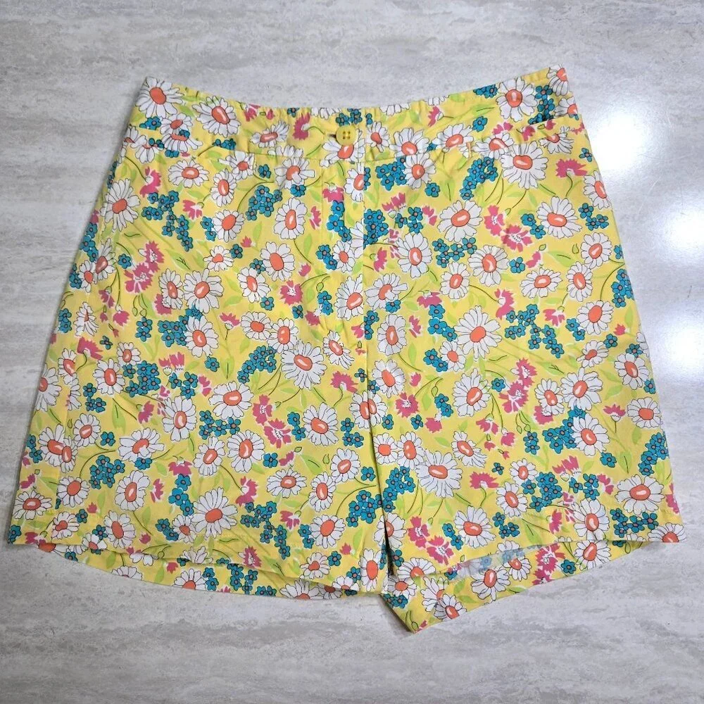 Vintage‎ Harolds Shorts Womens 0 Floral Yellow High Waist Retro Daisy 70s